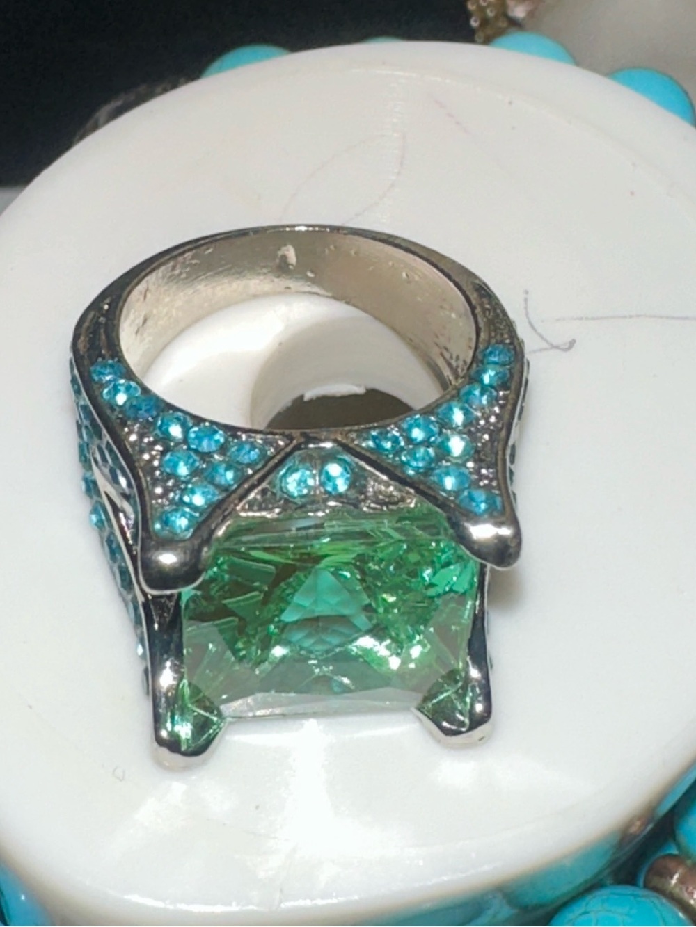 Turquoise Austrian Crystal Ring